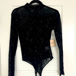 Superdown M Glitter Black Top